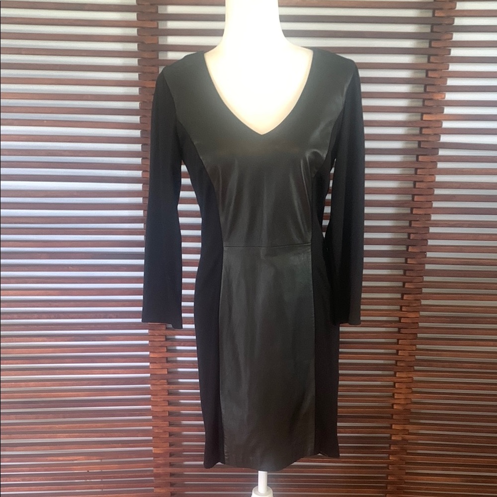 Vakko New York Leather/Knit Dress